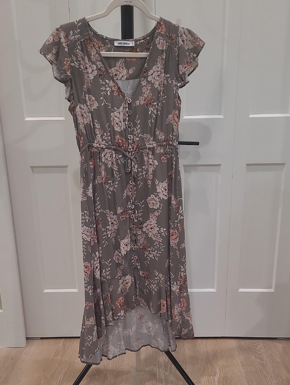 Floral Midi Dress in Taupe